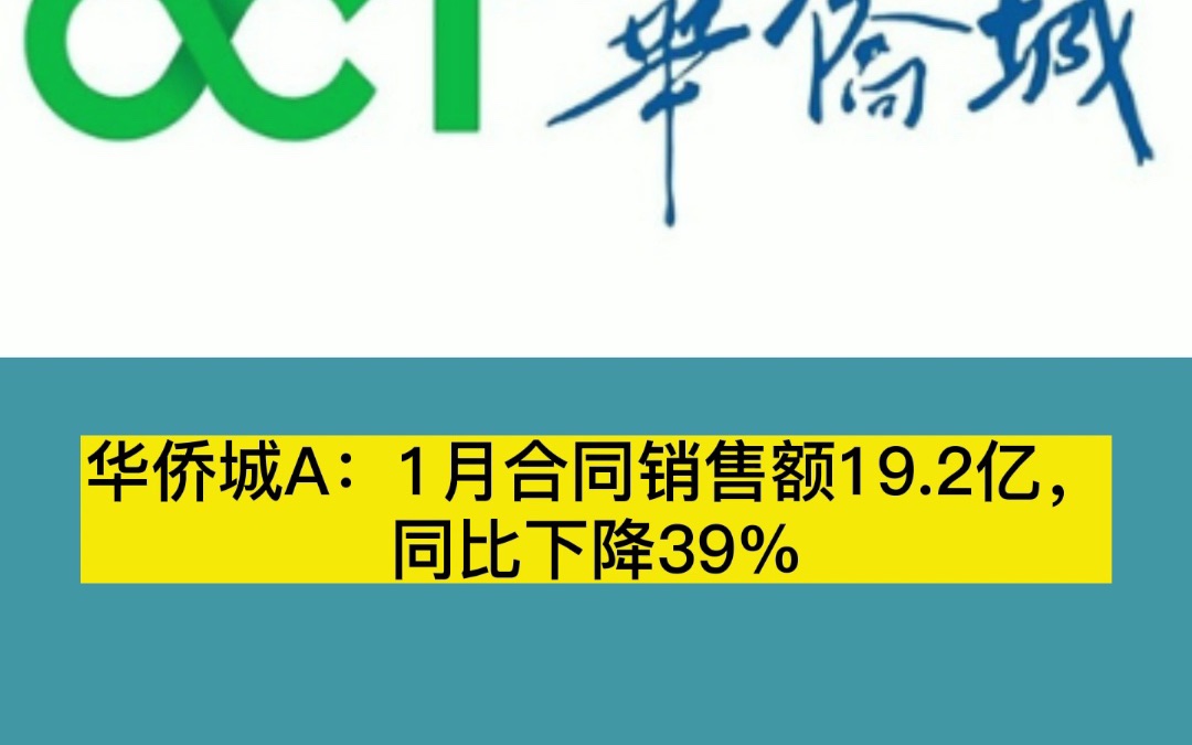 业绩快报|华侨城1月合同销售额12.6亿元