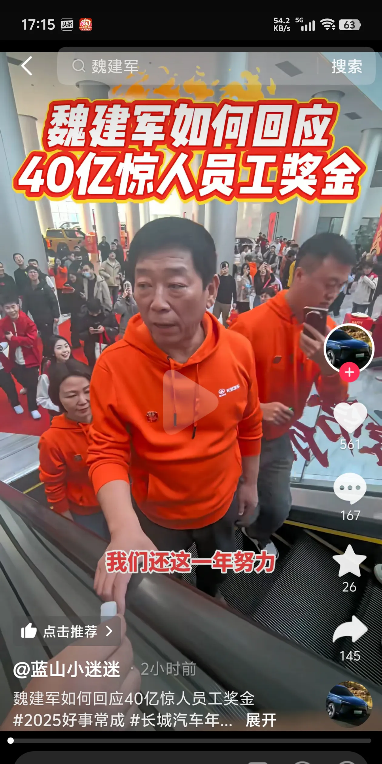 魏建军提问，行业观望，消费者承担后果