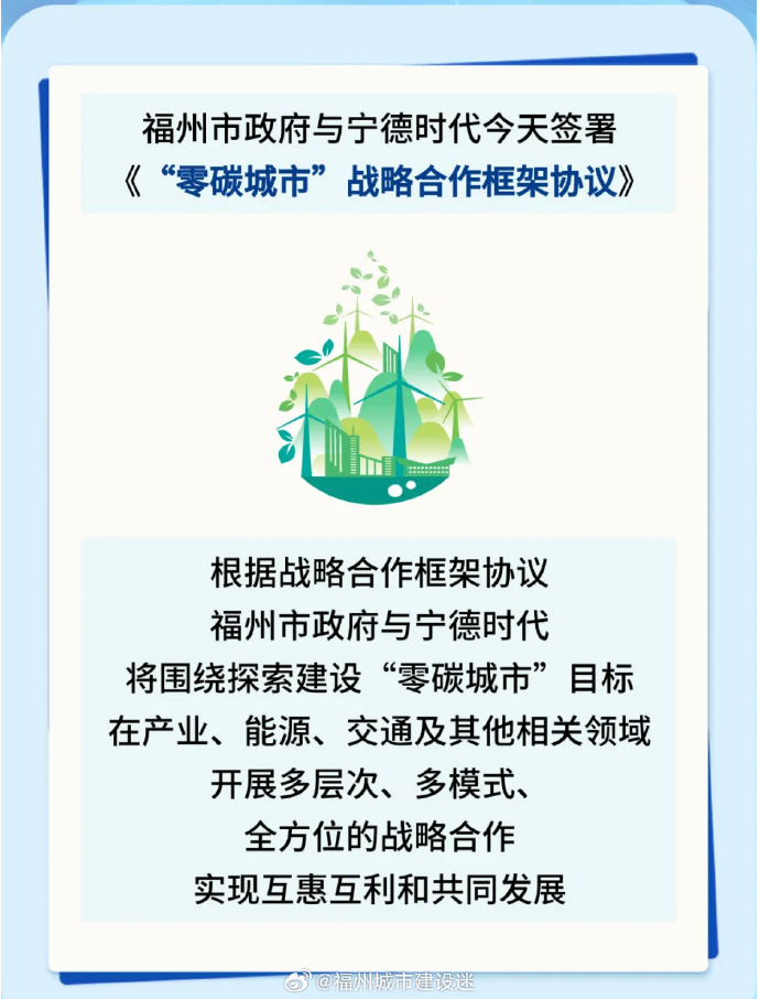 宁德时代与随州签署零碳城市战略合作协议